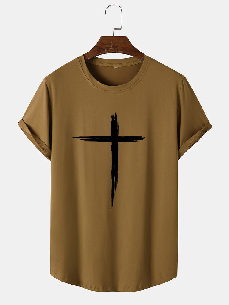 Cross Line Print T-Shirt