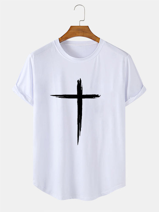 Cross Line Print T-Shirt