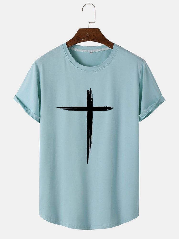 Cross Line Print T-Shirt