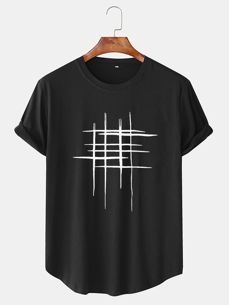 Hand Drawn Cross Line Print T-Shirt