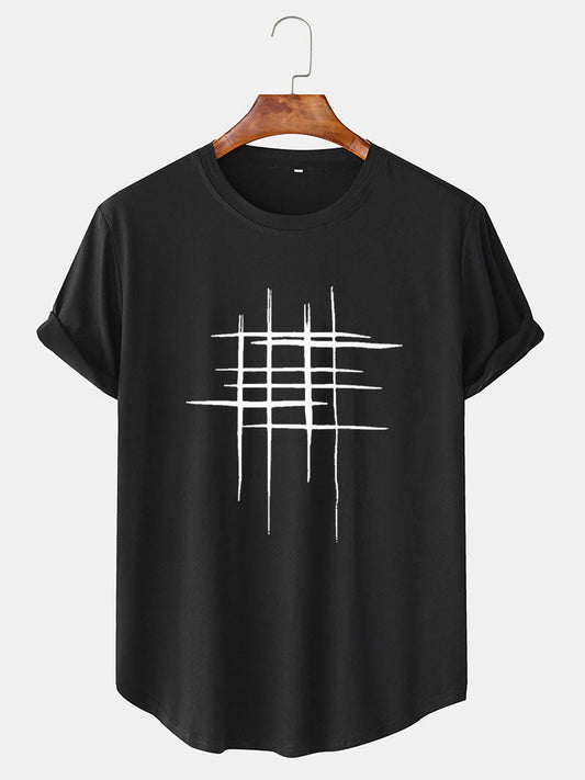 Hand Drawn Cross Line Print T-Shirt