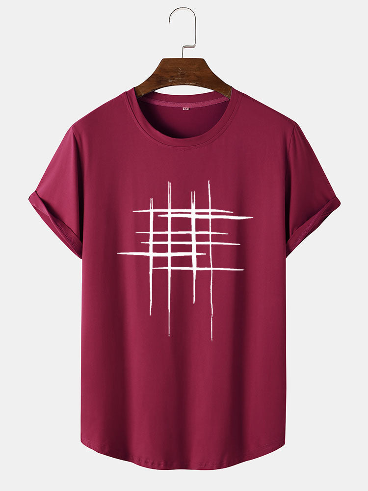 Hand Drawn Cross Line Print T-Shirt