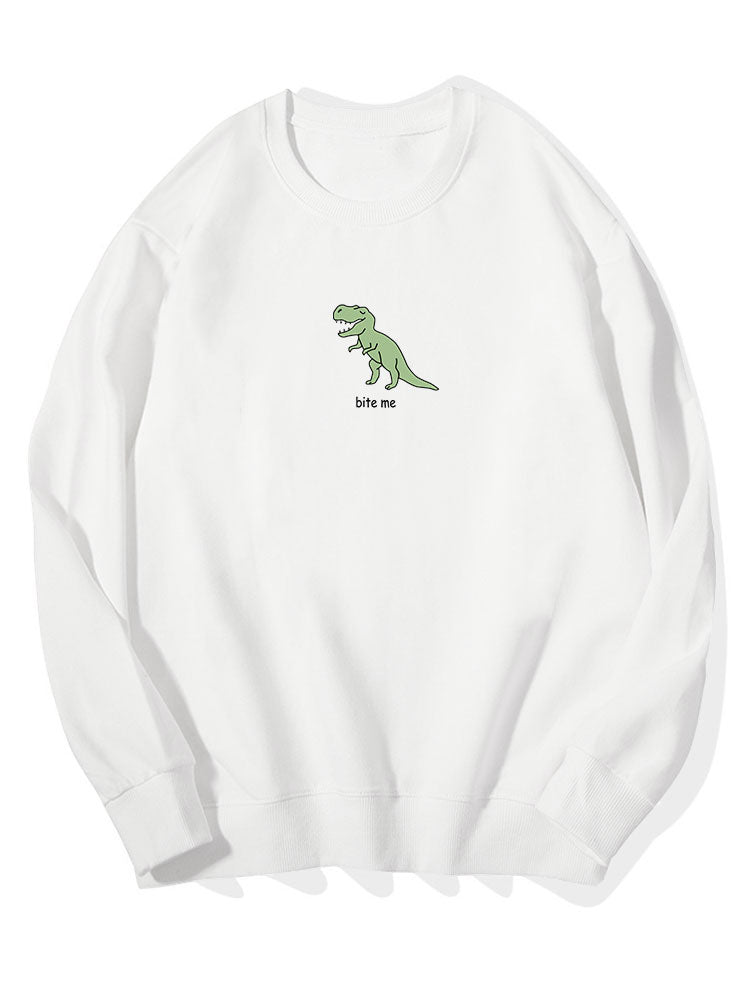 Sweat-shirt en coton imprimé dinosaure mignon