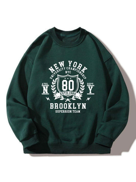 Sweat-shirt décontracté à imprimé universitaire New York