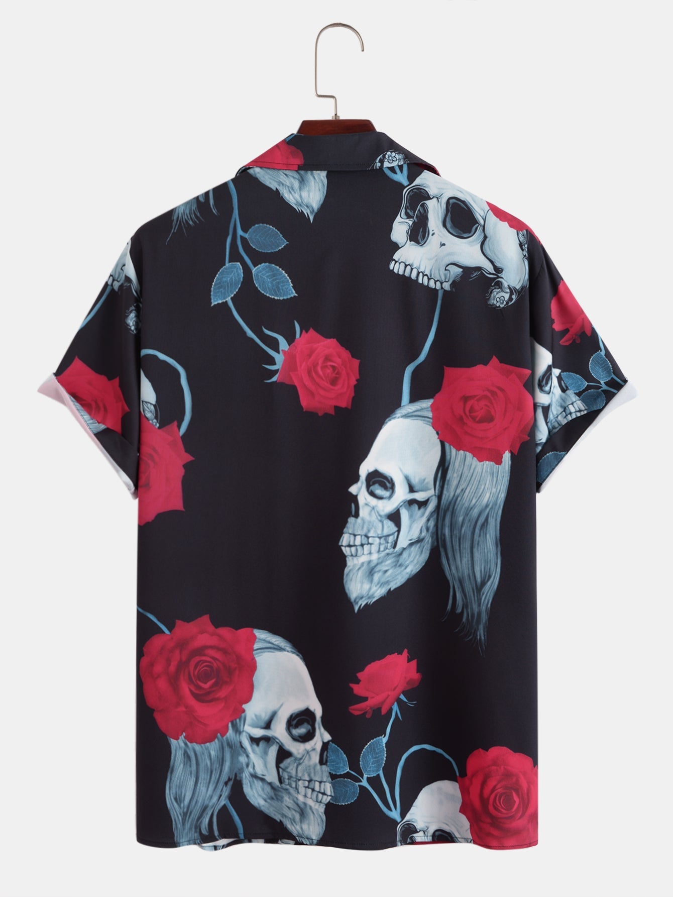 Chemise à col à revers et imprimé Skull Rose