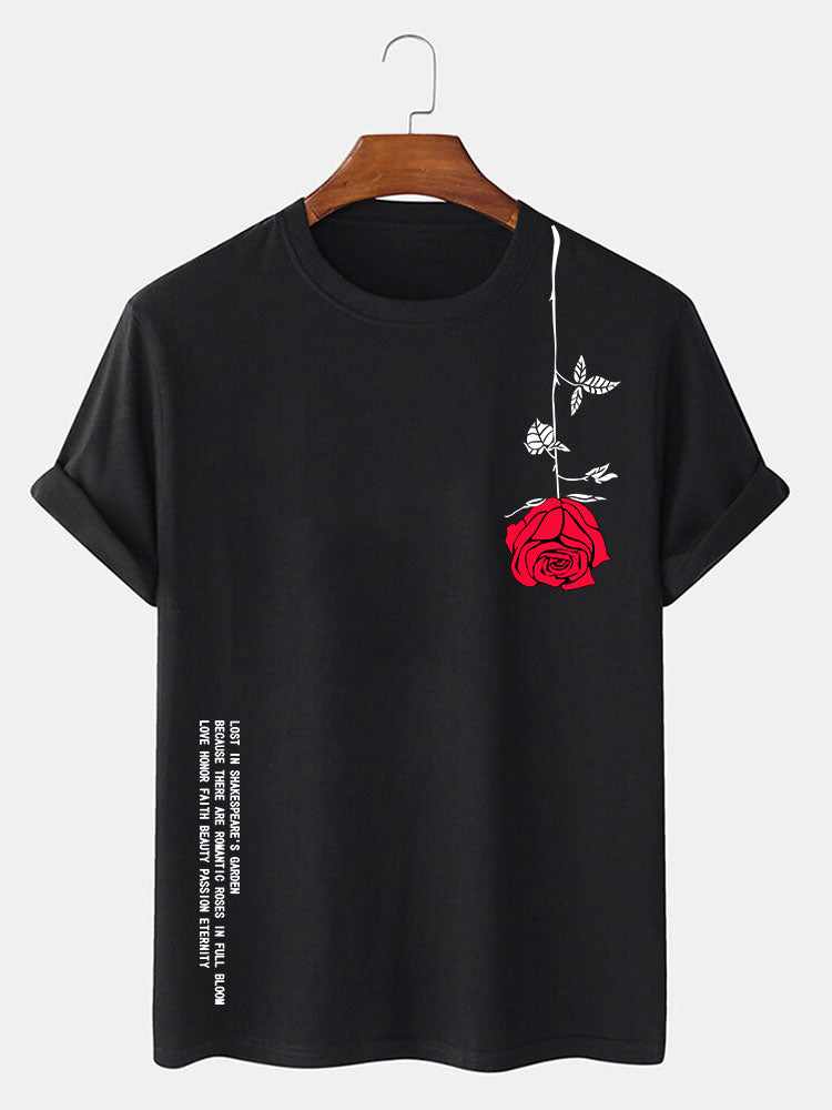 Slogan Rose Print T-Shirt