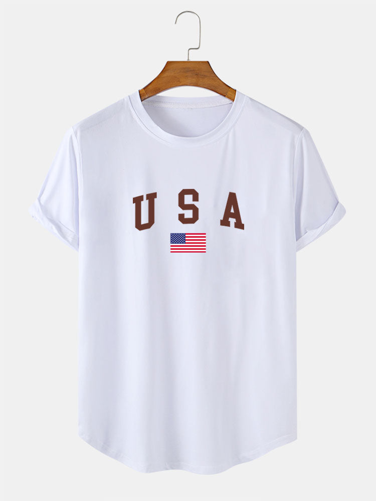 T-shirt à ourlet arc imprimé USA