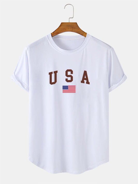 USA Print Arc Hem T-Shirt