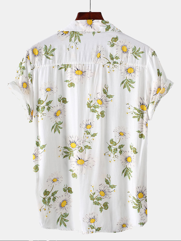 Chemise à revers et imprimé tournesol