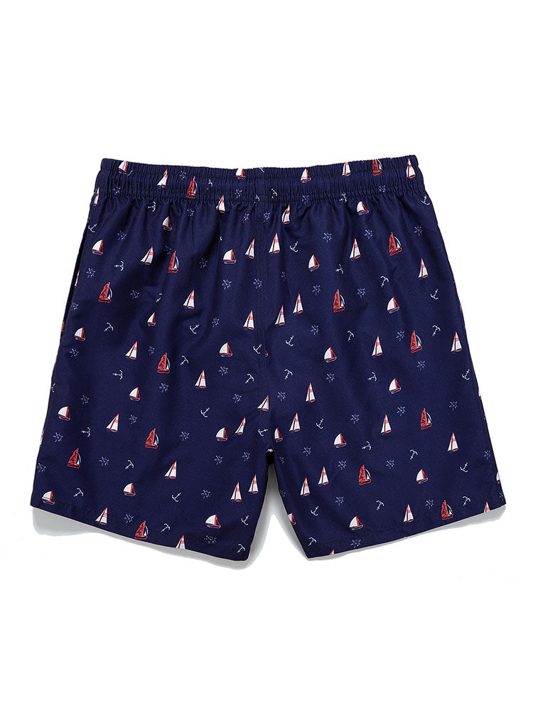 Sailboat Anchor Print Swim Shorts