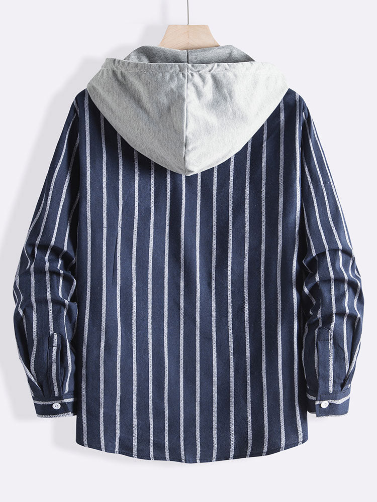 Chemise à capuche avec cordon de serrage et rayures