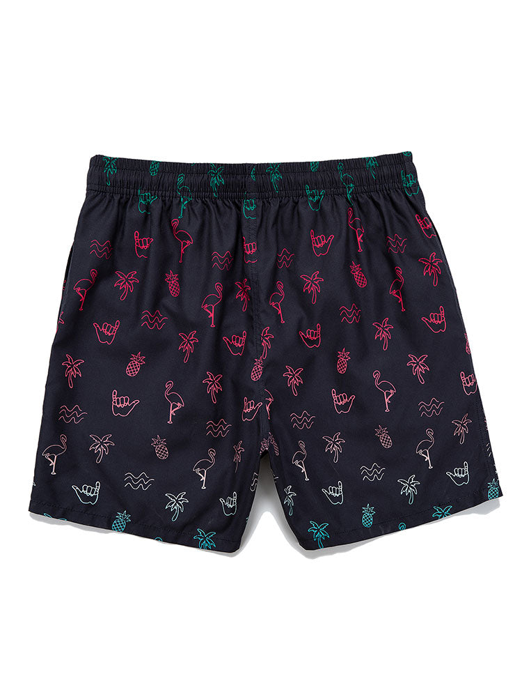 Short de bain à imprimé tropical Flamingo