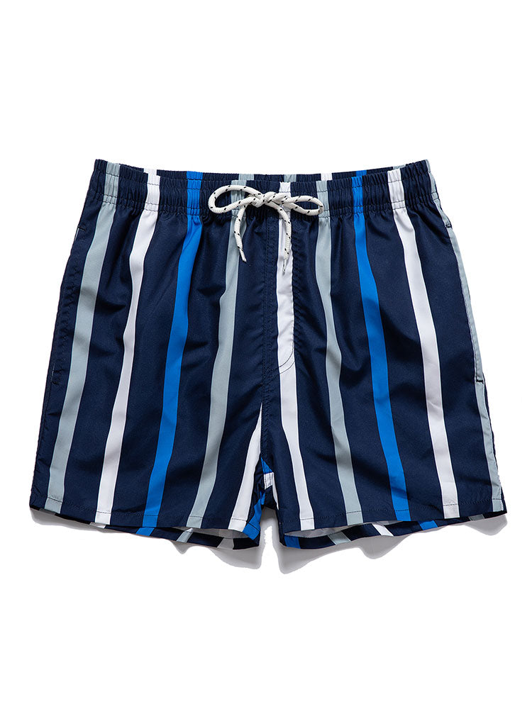 Vertical Striped Print Swim Shorts