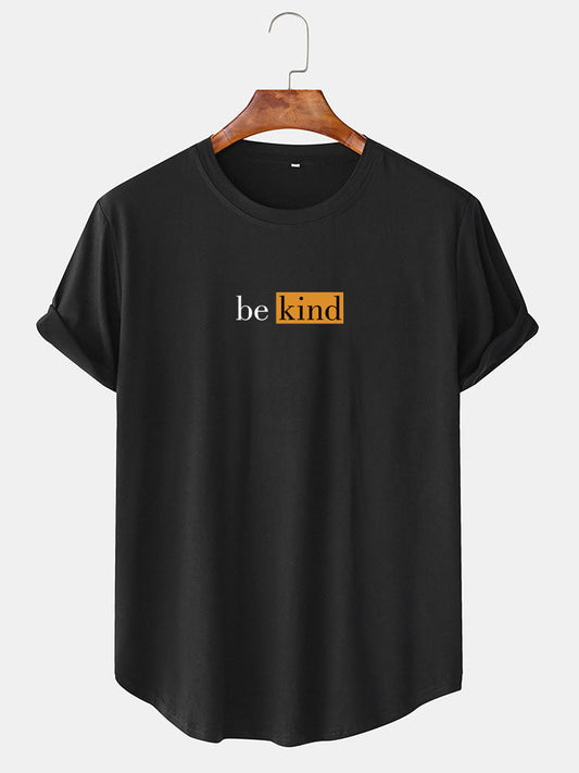 Be Kind Character Print Arc Hem T-Shirt