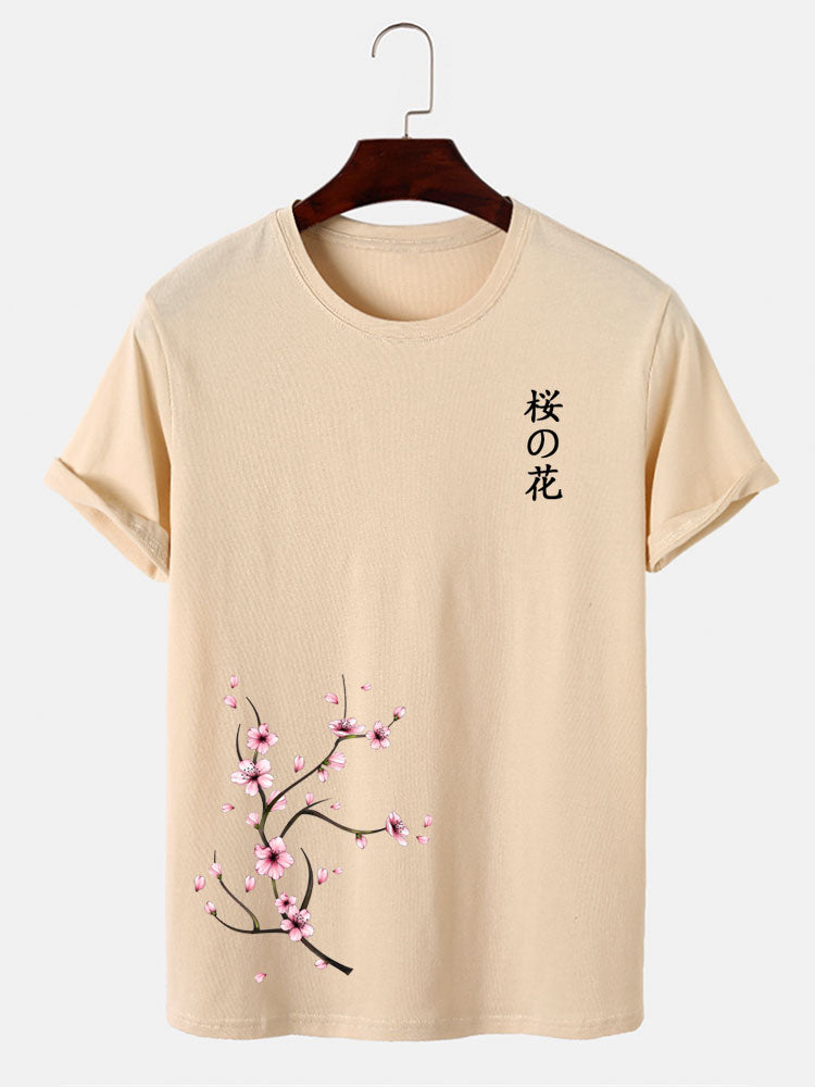 Japanese Cherry Blossoms Print T-Shirt