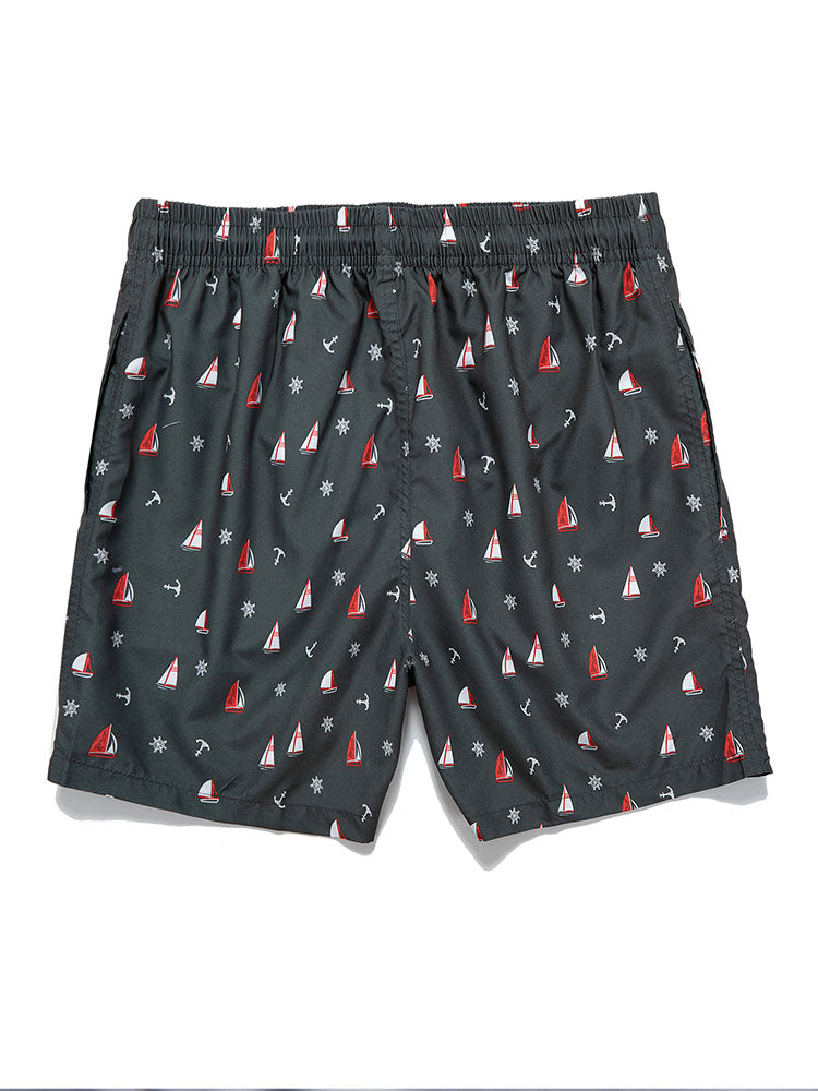 Sailboat Anchor Print Swim Shorts