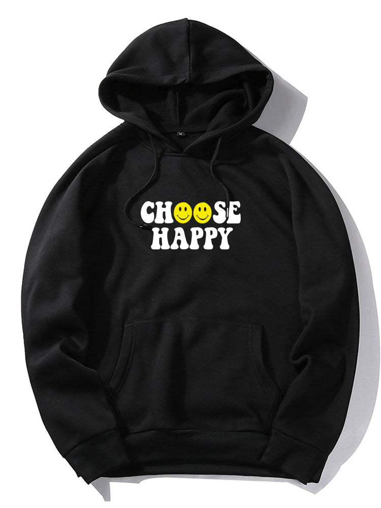 Sweat à capuche imprimé avec slogan Smiley