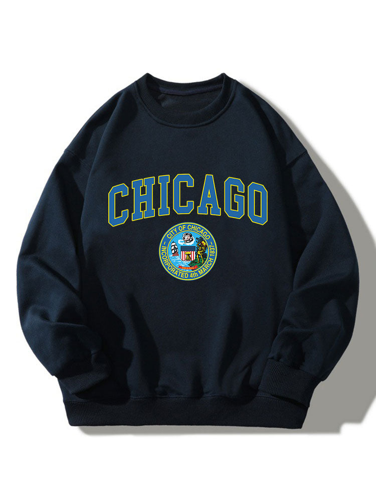 Sweat-shirt décontracté imprimé Chicagp