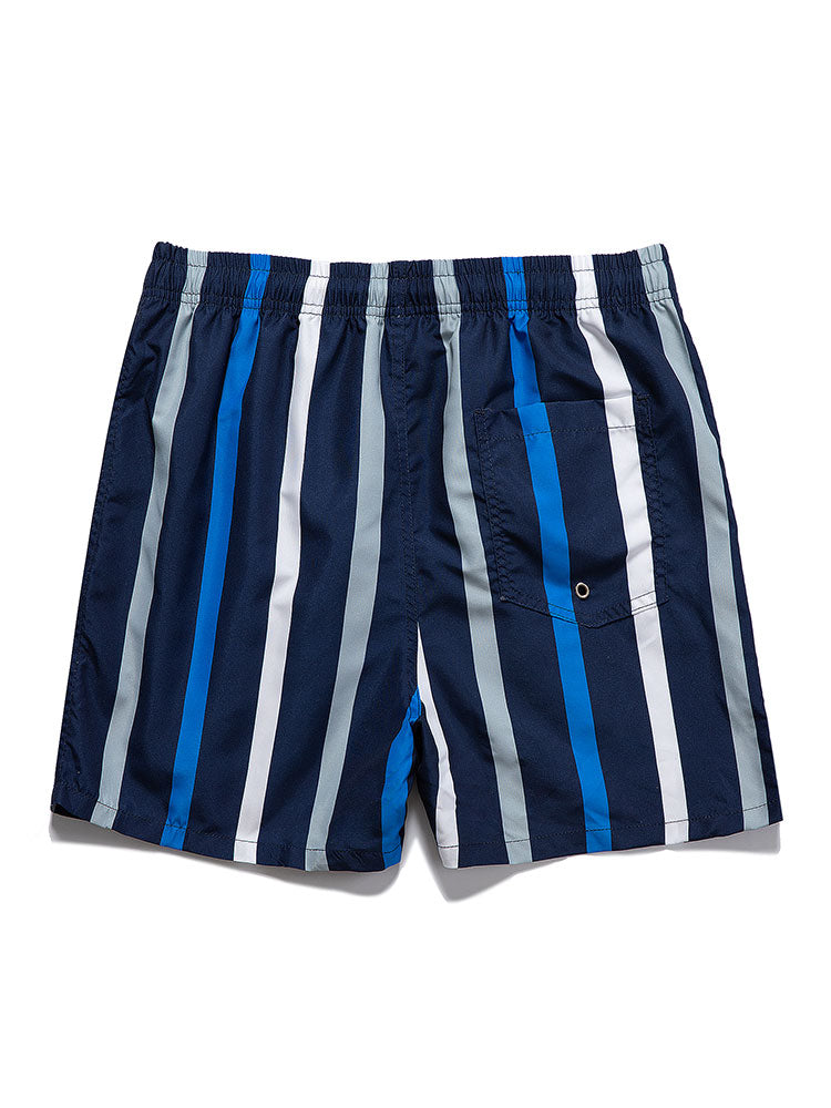 Vertical Striped Print Swim Shorts