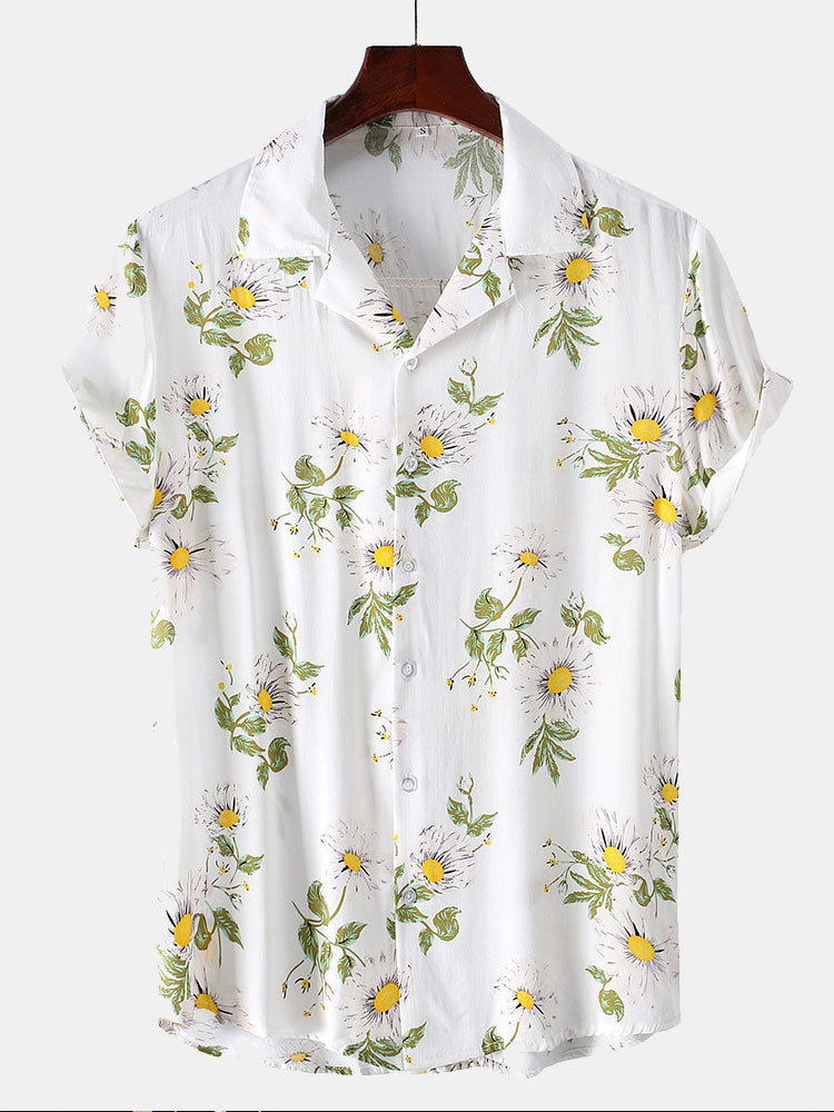 Chemise à revers et imprimé tournesol