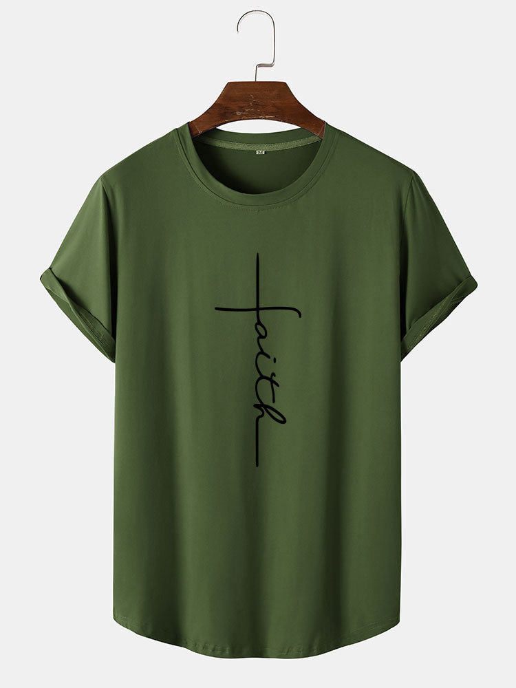 T-shirt imprimé ligne de lettre Faith