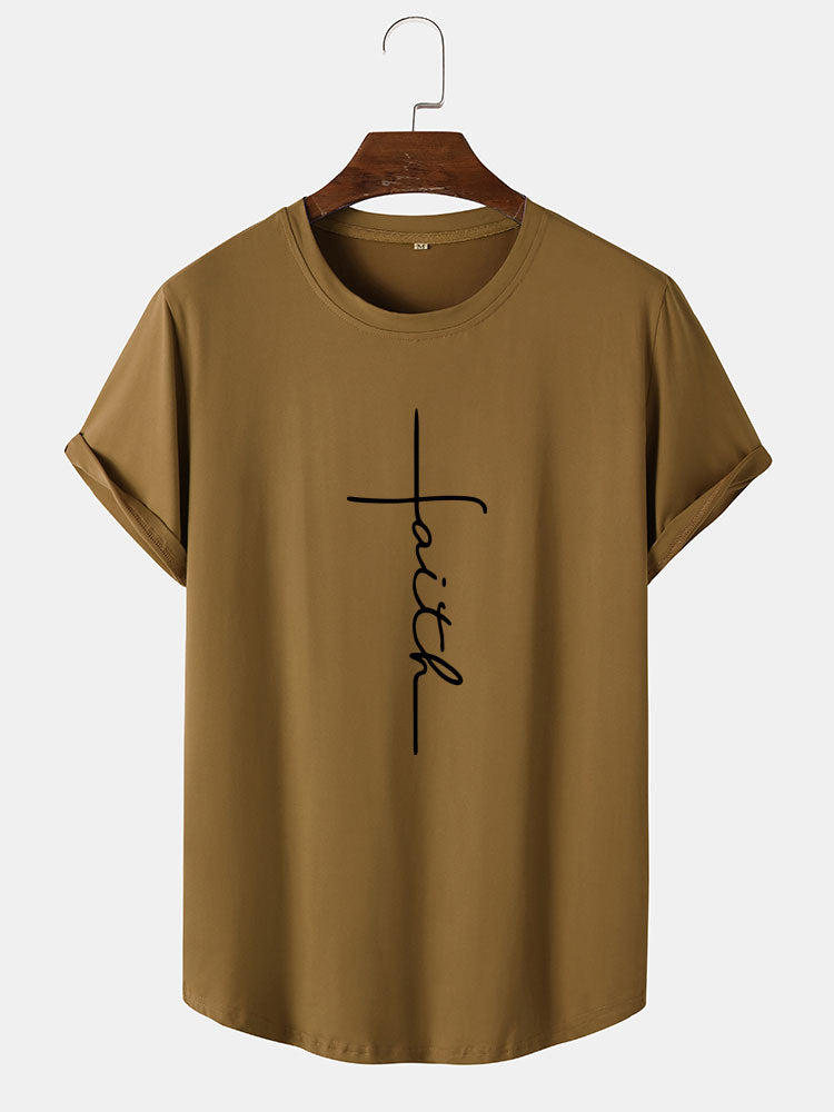 T-shirt imprimé ligne de lettre Faith