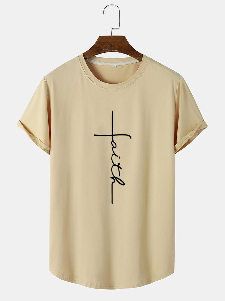 T-shirt imprimé ligne de lettre Faith