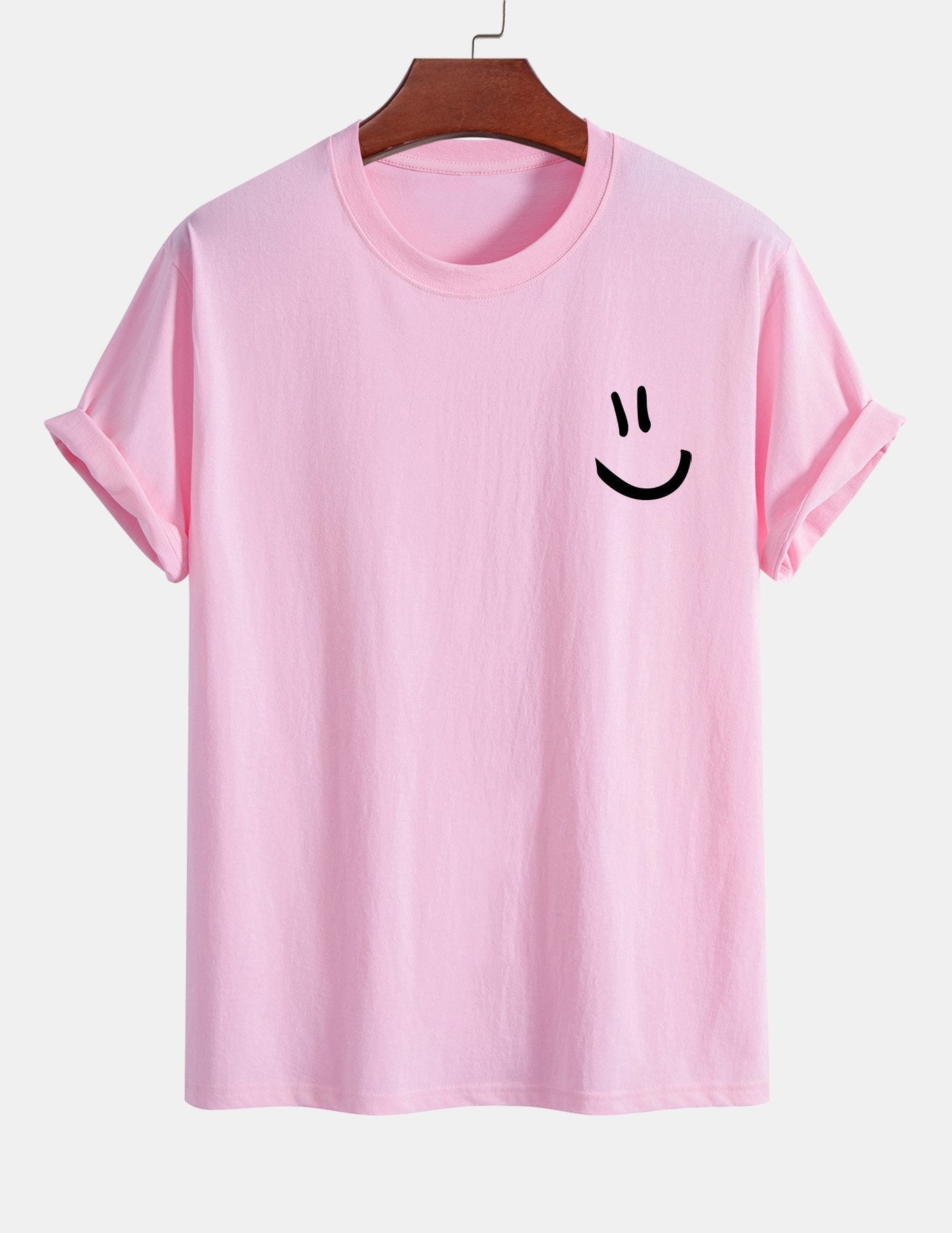 Regular Fit Smiley Face Print Cotton T-Shirt