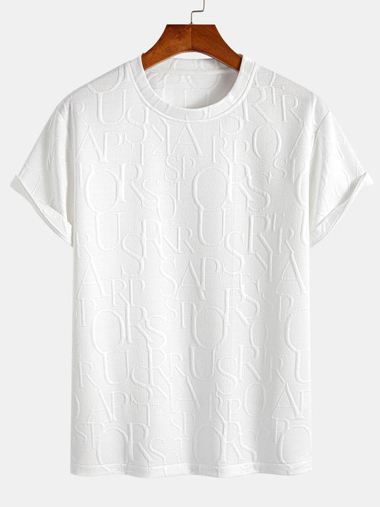 Short Sleeve Letter Jacquard T-Shirt