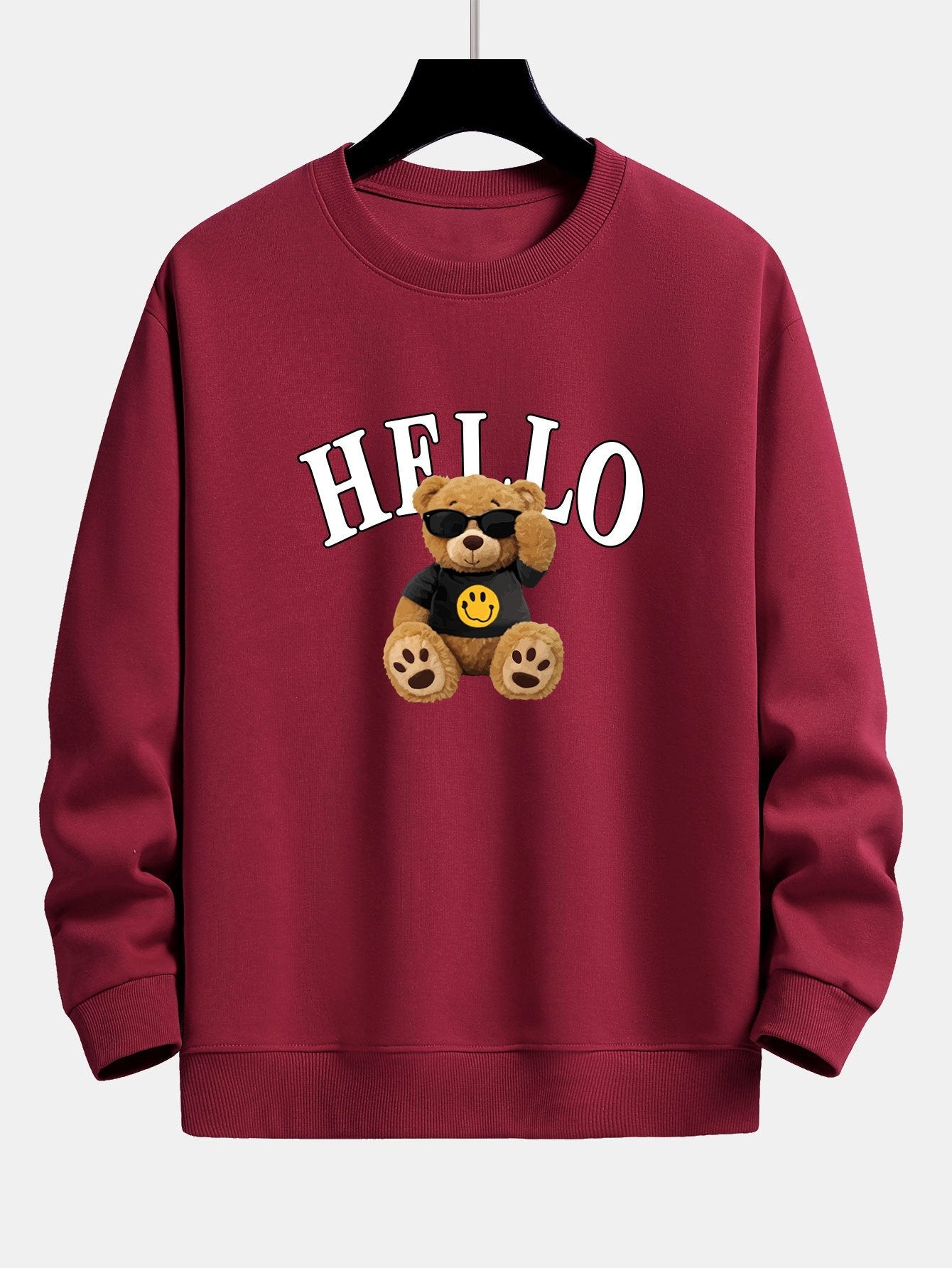 Hello Sunglasses - Sweat-shirt coupe décontractée à imprimé ours