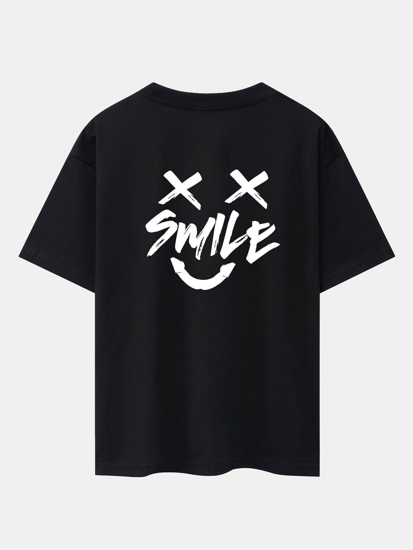 Hand Painted Smiley Front and Back Print Heavy Weight Oversize T-Shirt