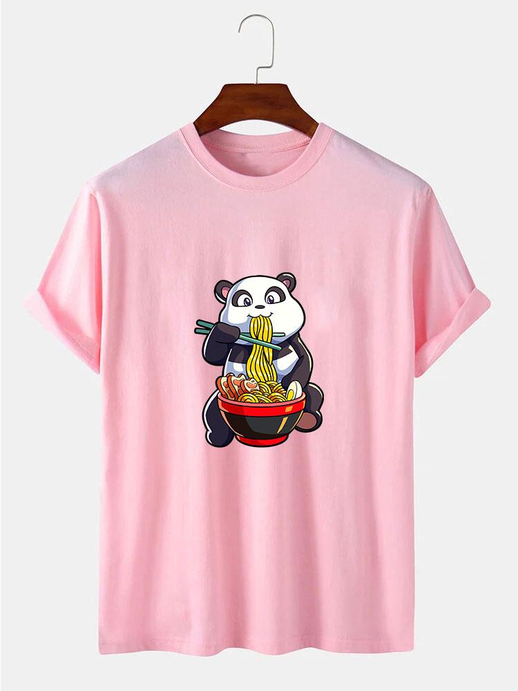 Panda Eating Ramen Print T-Shirt