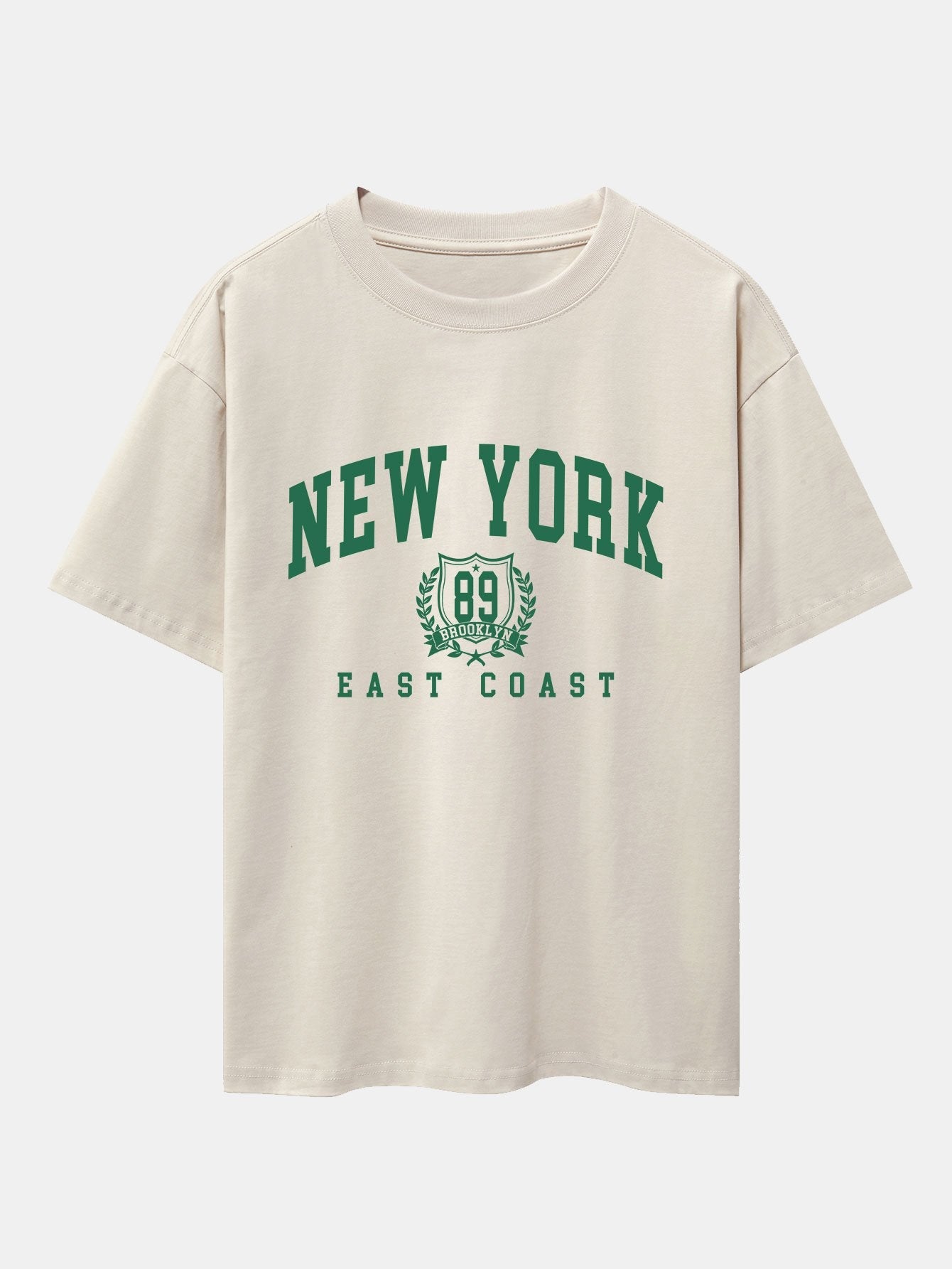 New York Varsity Print Drop Shoulder Oversize T-Shirt