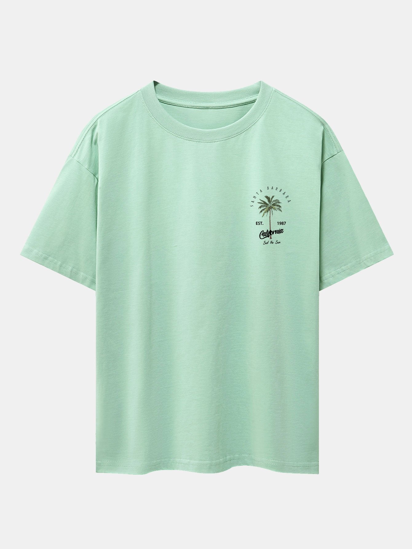 California Palm Tree Print Drop Shoulder Oversize T-Shirt