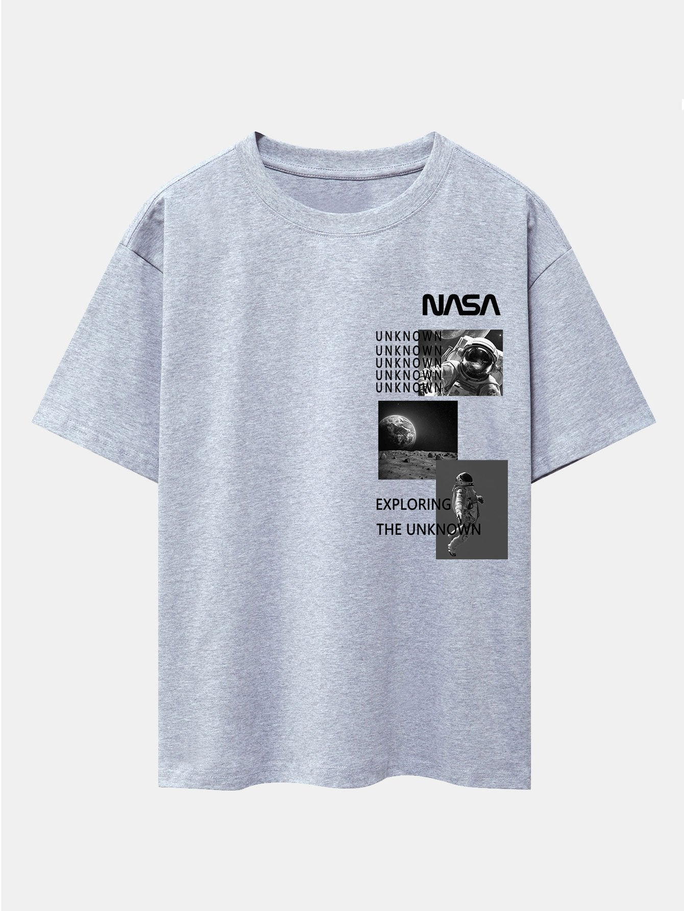 NASA Moon Landing Print Drop Shoulder Oversize T-Shirt