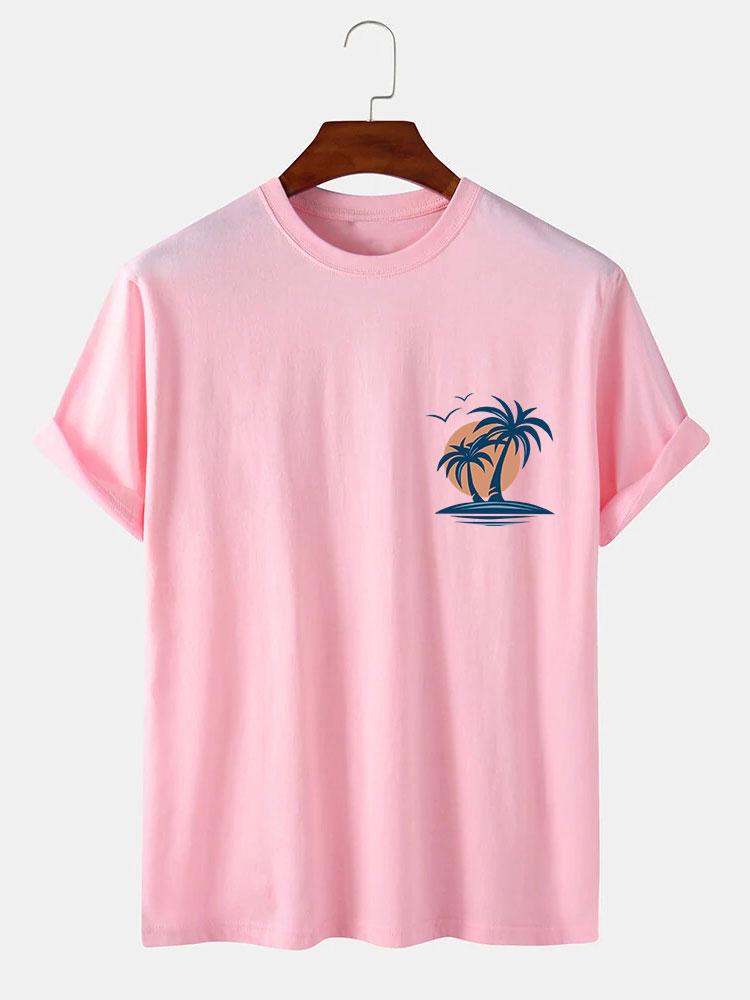 Palm Tree Seagull Print T-Shirt