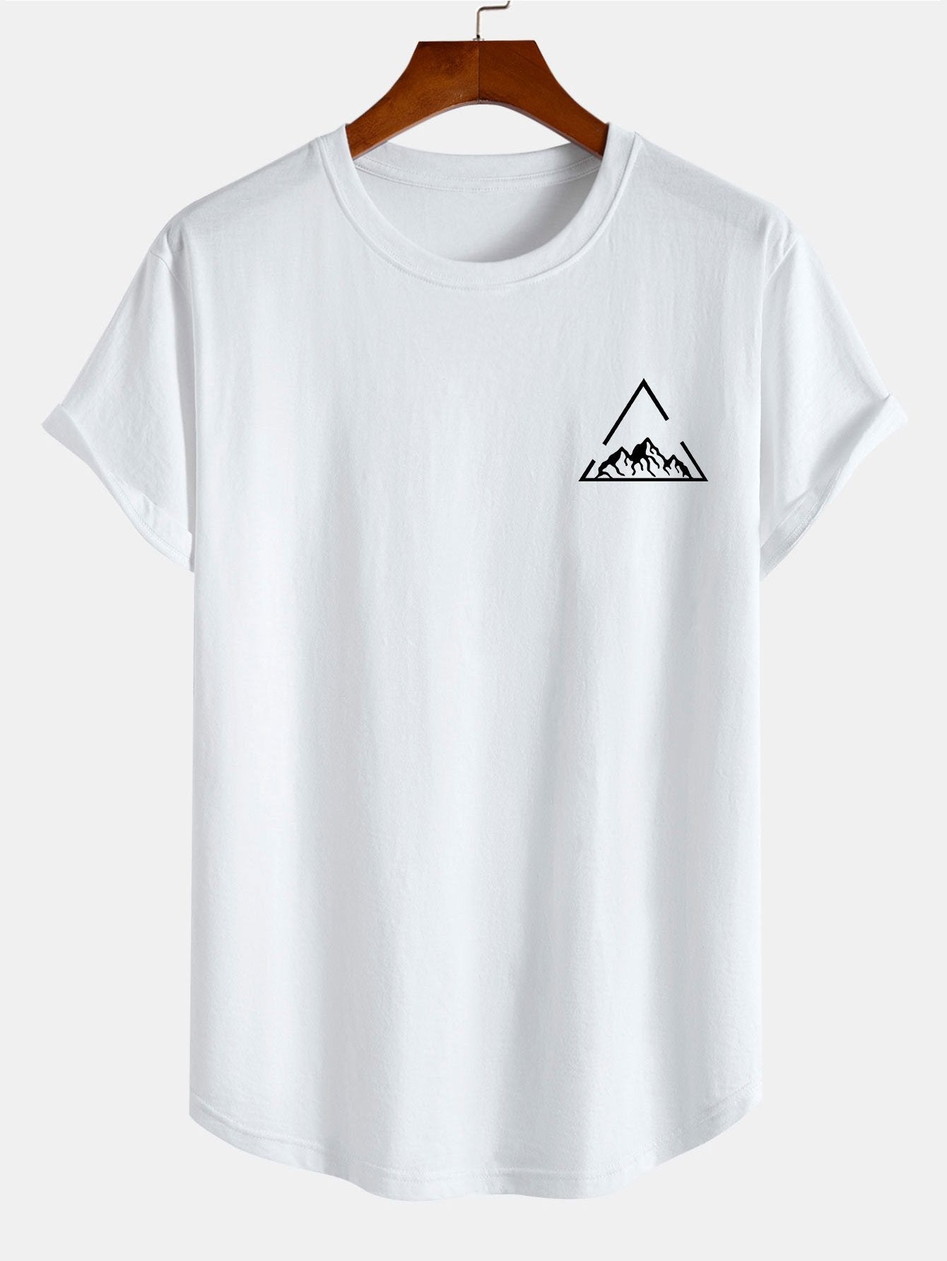 Mountain Print Cotton Arc Hem T-Shirt