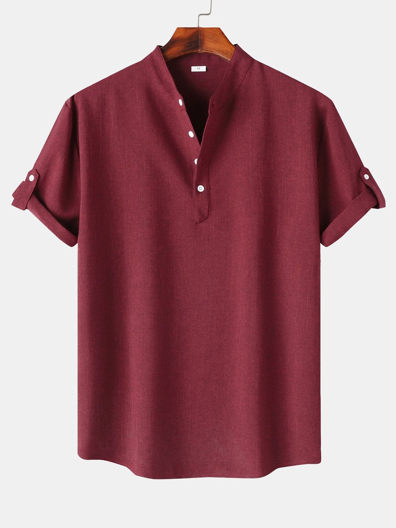 Chemise Henley à manches courtes aspect lin