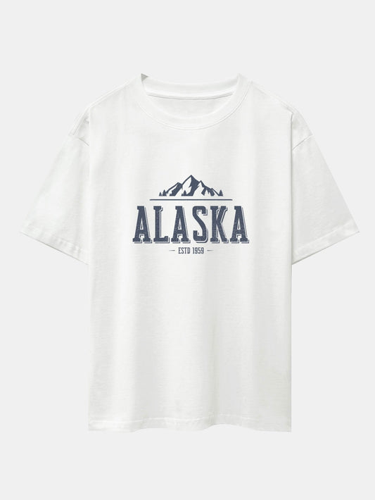 Vintage Alaska Letter Print Heavy Weight Oversize T-Shirt