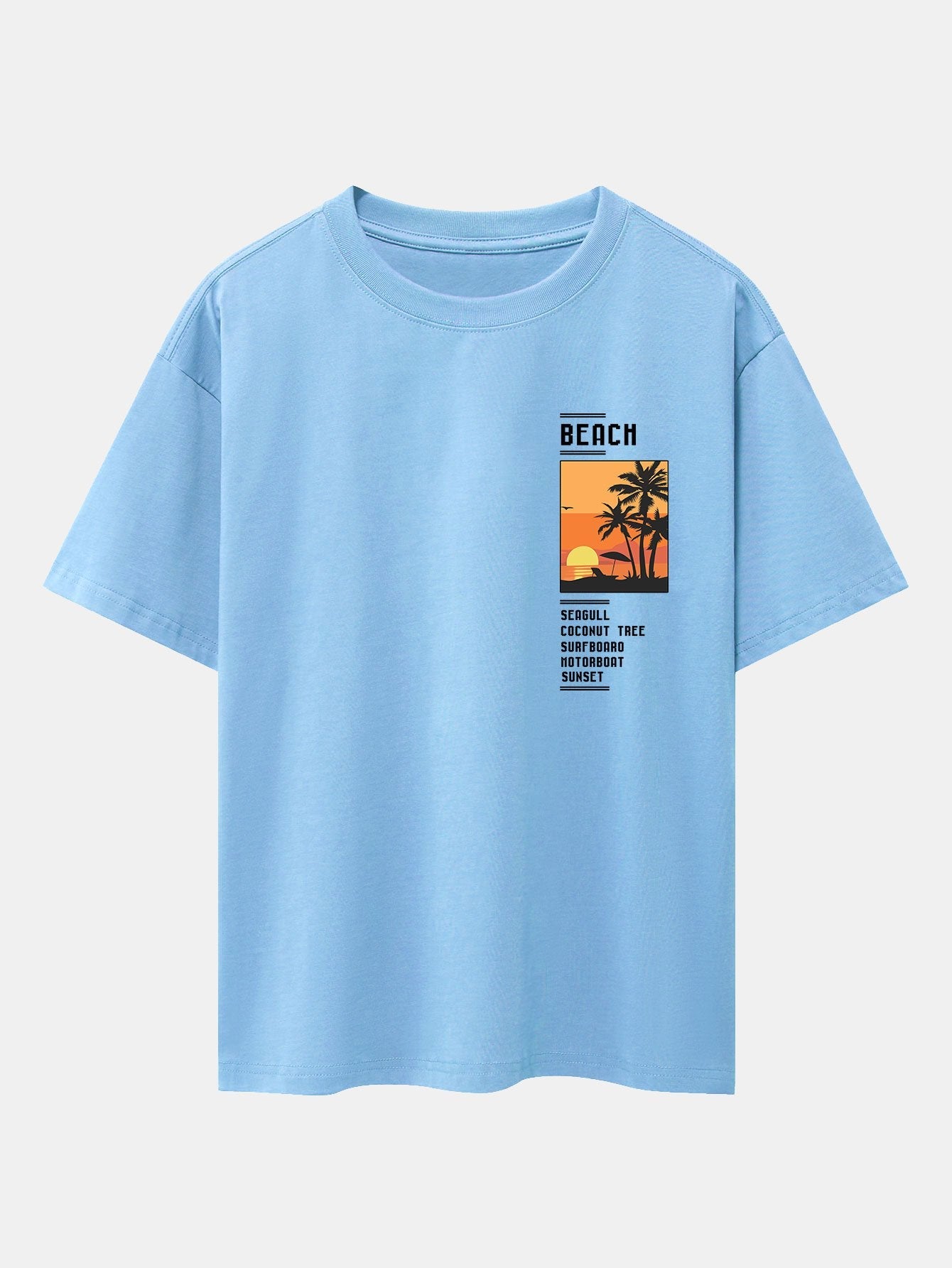 Beach Scenery Slogan Print Drop Shoulder Oversize T-Shirt