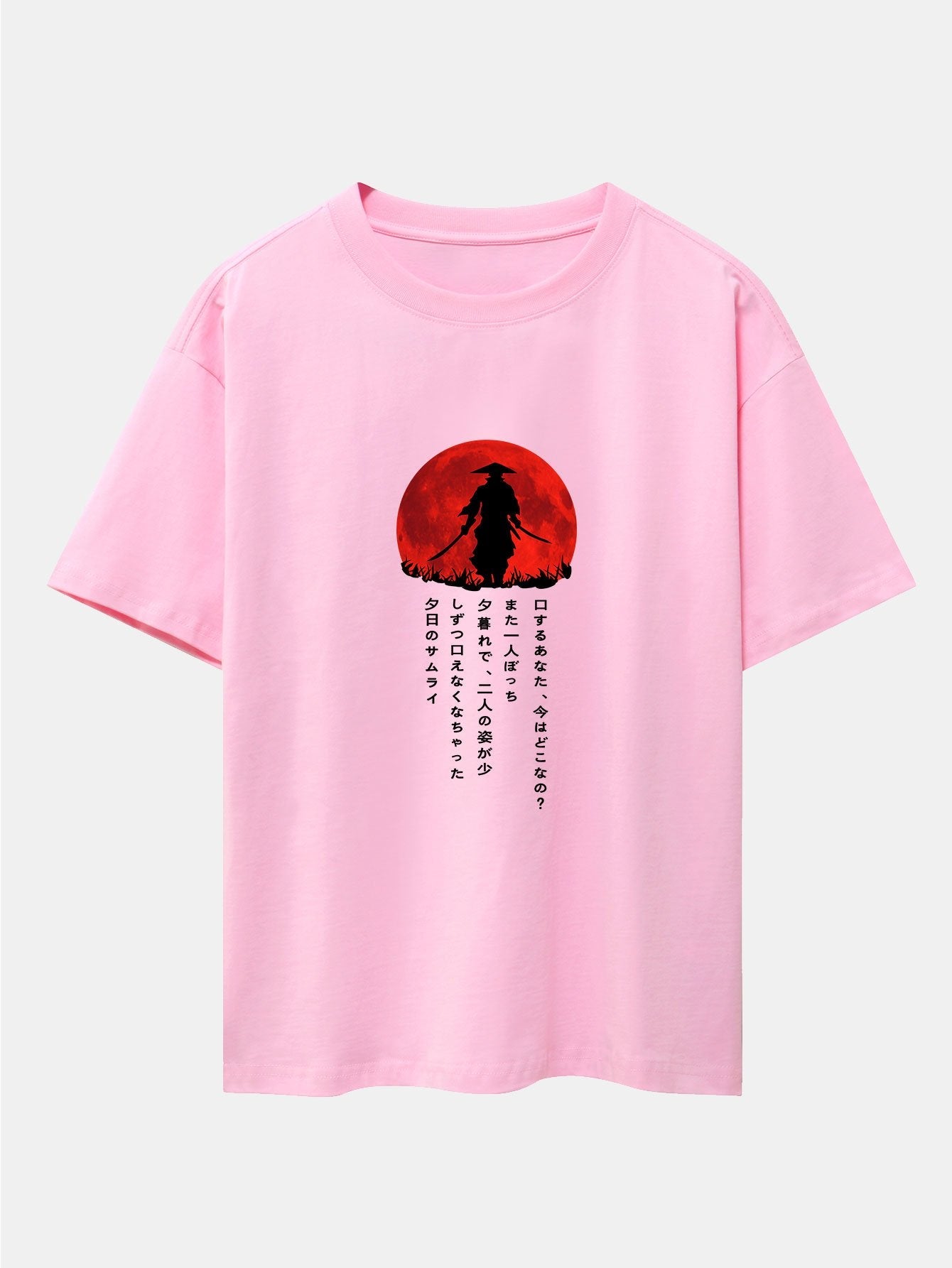 Japanese Samurai Print Drop Shoulder Oversize T-Shirt