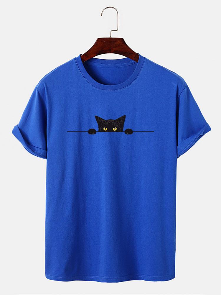 Black Cat Print T-Shirt