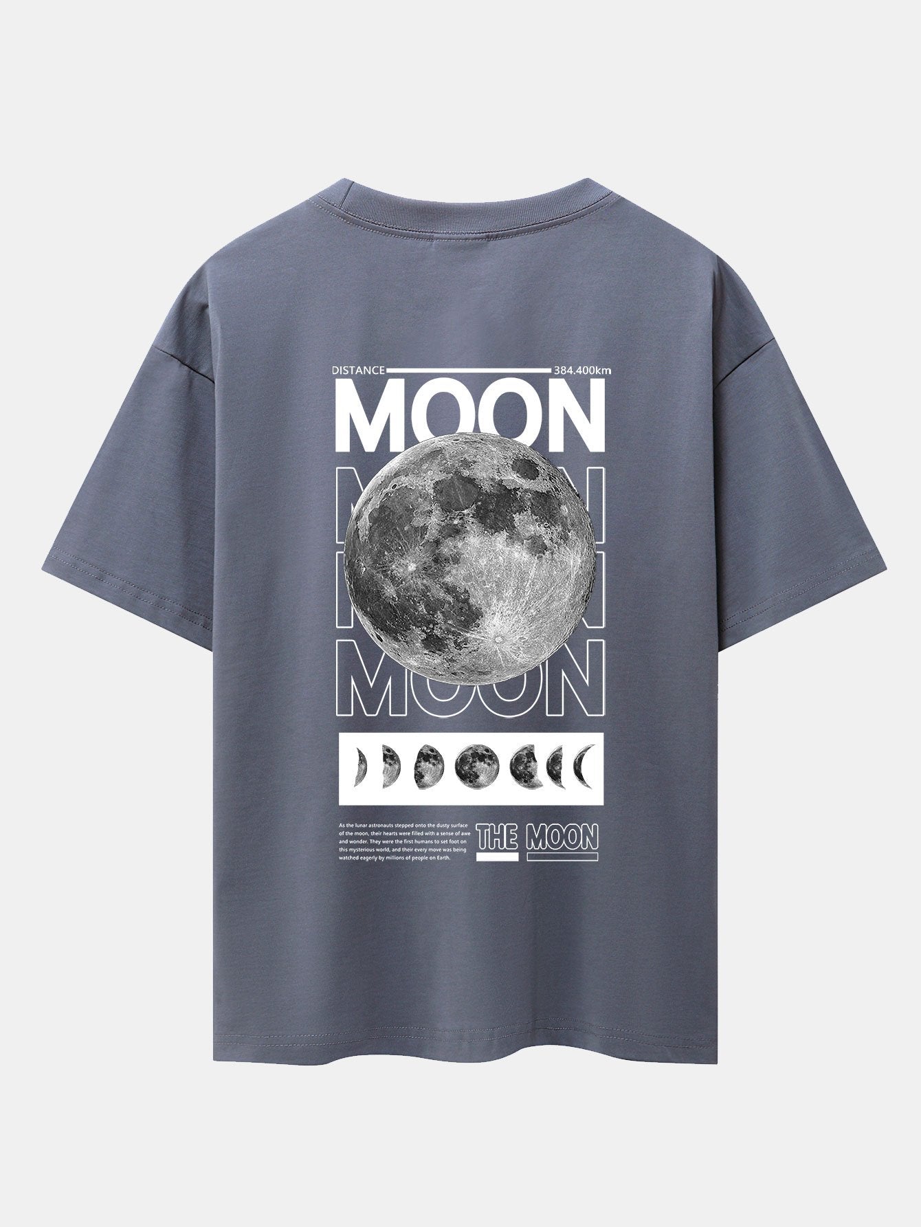 Moon Back Print Drop Shoulder Oversize T-Shirt