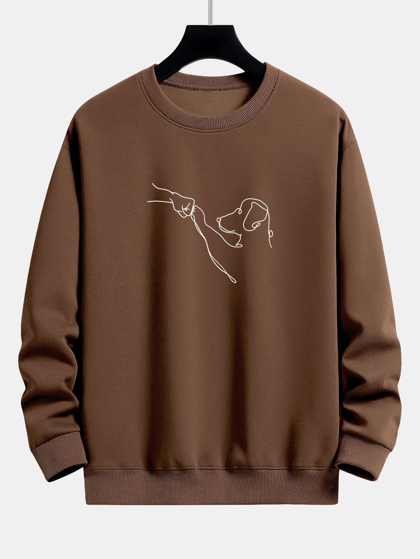 Sweat-shirt Coupe Relax à Imprimé Dessin au Trait de Chien