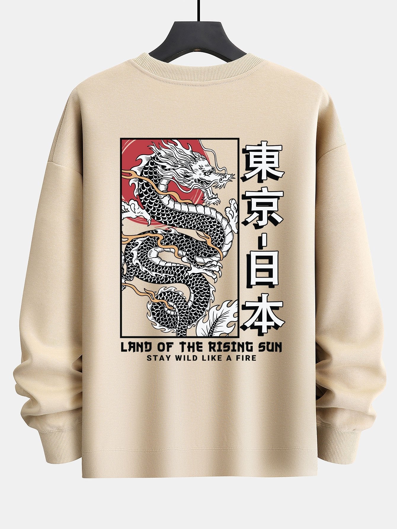 Sweat-shirt coupe décontractée à imprimé Tokyo Dragon au dos