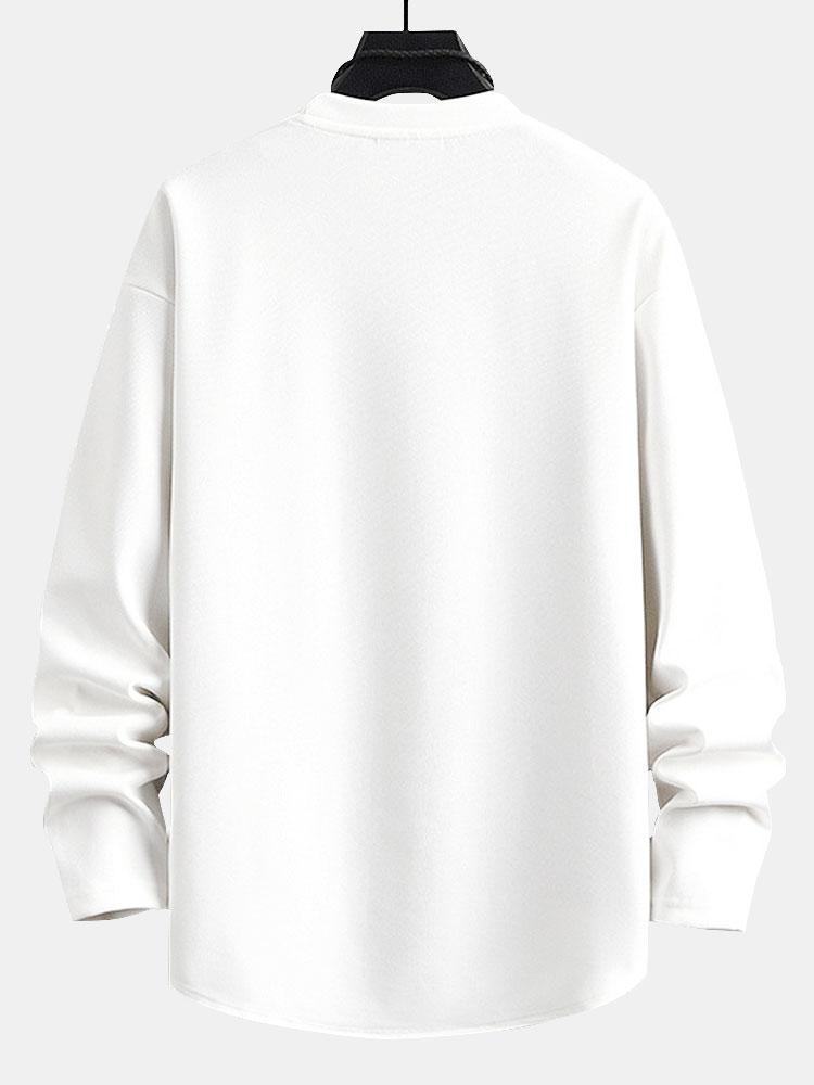 Long Sleeve Textured Arc Hem T-Shirt