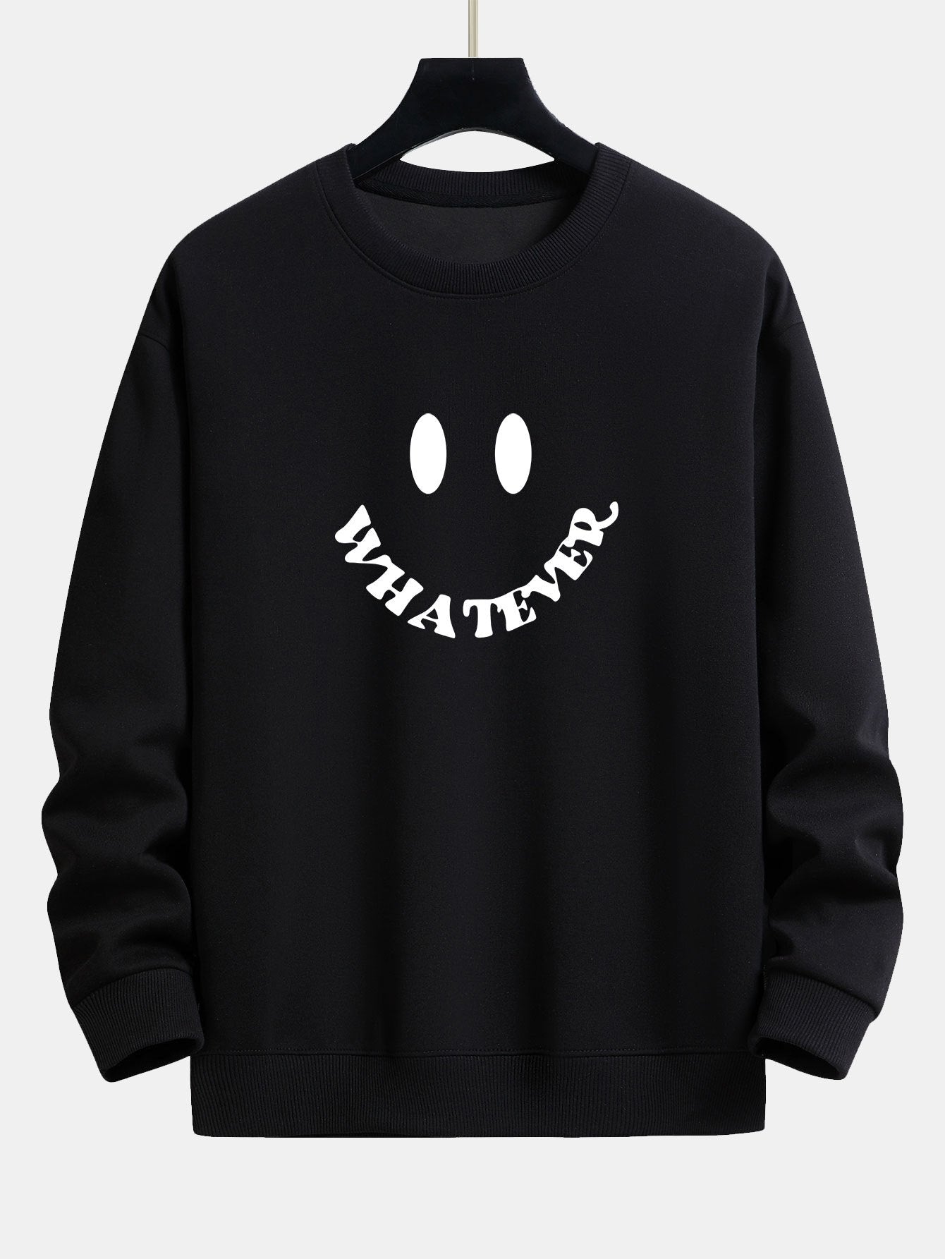 Sweat-shirt coupe décontractée à imprimé smiley et slogan