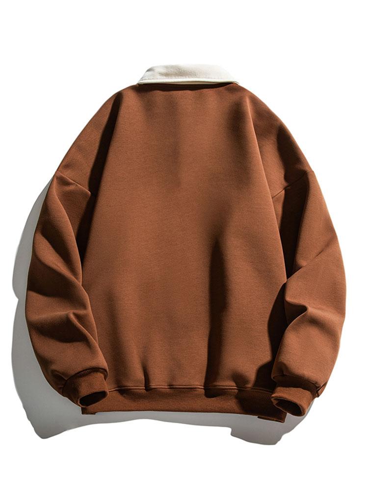 Relax Fit Contrast Polo Sweatshirt