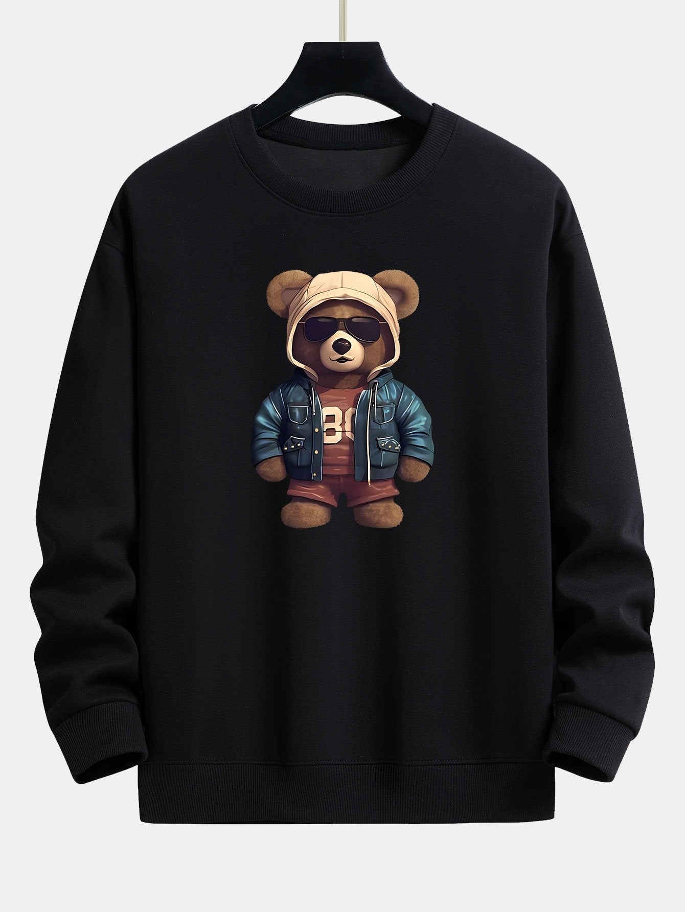 Bear In Leather Jacket Print Relax Fit Sweatshirt