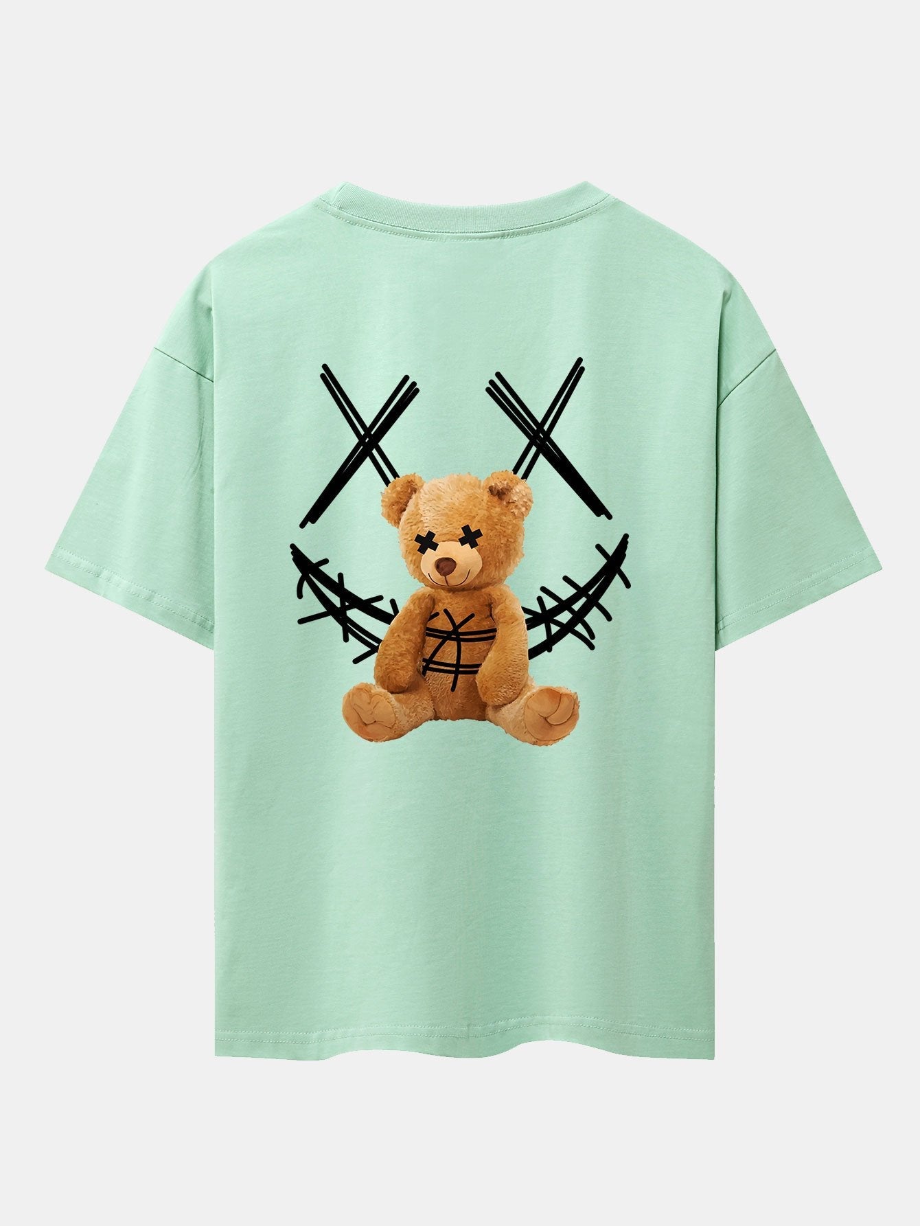 Smiley Bear Back Print Heavy Weight Oversize T-Shirt